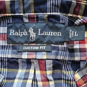 Polo Ralph Lauren Custom Fit Plaid Long Sleeve Shirt Large Yellow Pony